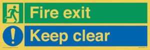 Fire exit Keep clear dual sign